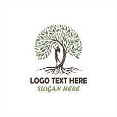 Obraz premium Human Tree Logo – Elegant Nature Wellness and Eco-Friendly Symbol