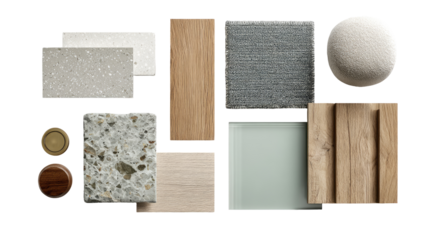 Material samples, various textures and colors