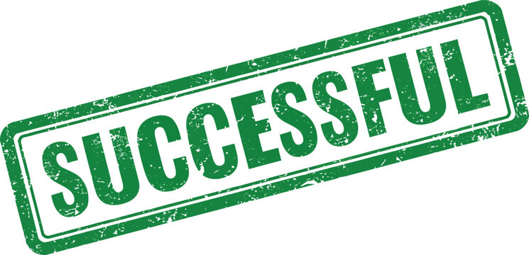 Successful seal stamp in green ink on transparent background