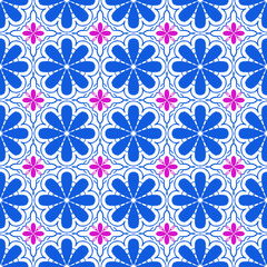 Blue and Pink Floral Mandala Pattern