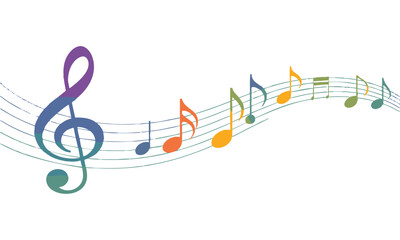 Colorful Music Notes Wave Banner Vector illustration, easily editable and scalable.