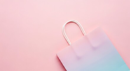 Pastel Gradient Shopping Bag on Minimal Pink Background for Elegant Branding