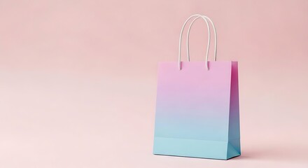 Pastel Gradient Shopping Bag on Minimal Pink Background for Elegant Branding