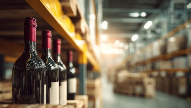 Wine bottles on shelves in a warehouse (2)