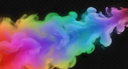 Obraz premium Abstract soft colorful smoke and vapor effect on transparent background, realistic fog texture for design, overlay, and creative digital artwork.