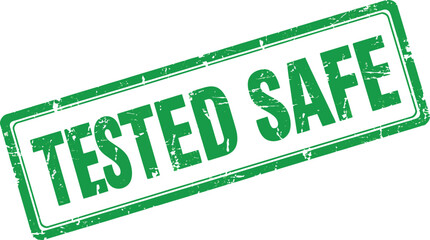 tested safe stamp in green ink on transparent background © ArtBySalea07
