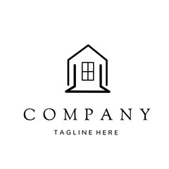 minimal house line logo design. real estate company logo