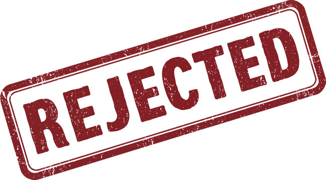 a red rejected stamp with grunge texture on transparent background