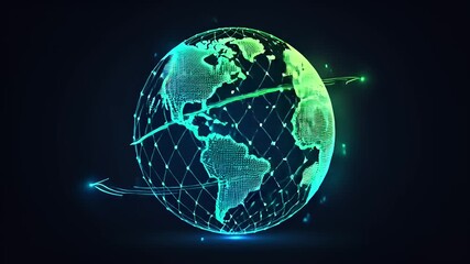 Digital representation of a glowing globe surrounded by network connections, illustrating global connectivity - Powered by Adobe