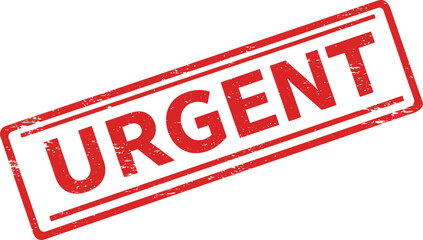 red stamp with urgent text on transparent background