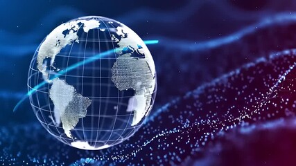 Digital representation of Earth with data streams and a glowing network, symbolizing global connectivity - Powered by Adobe