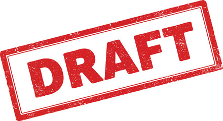 red draft stamp with bold text on transparent background