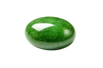 Polished, oval-shaped, vibrant green gemstone