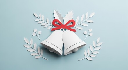 Christmas Bells Ornament on Blue Background