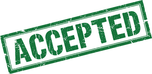 accepted stamp in green ink on transparent background