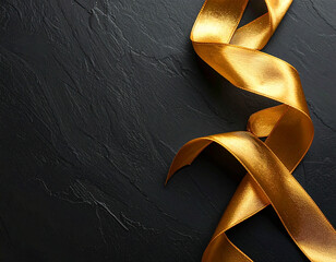 golden ribbon on black background