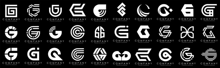 collection abstract letter G logo design. modern logotype G design with white color. vector illustration