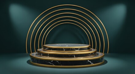 Obraz premium Elegant Product Display Stage with Marble and Gold Accents