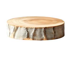 Wooden circle featuring tree growth rings, a natural element on transparent background