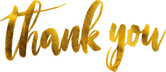 Obraz premium Grateful thank you text, golden calligraphy script for greeting card
