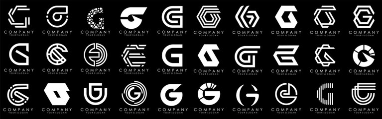 collection abstract letter G logo design. modern logotype G design with white color. vector illustration