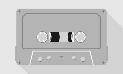 Audio cassette black and white with long shadow