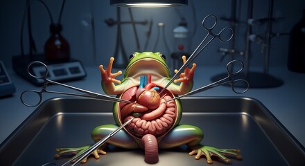 Laboratory experiment with frog anatomy model for science education