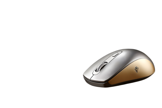 Sleek silver computer mouse with gold accent for precision control and seamless user experience