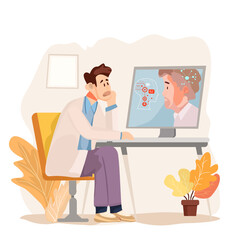 Online Doctor and Patient Mental Health Consultation Vector Illustration
