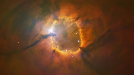 Vibrant Orion Nebula with Glowing Core and Star Field space cosmos