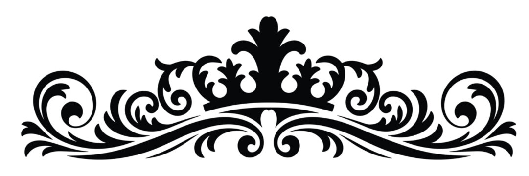 Decorative Crown Vector Illustration with Swirls and Flourishes for Artistic Design Elements