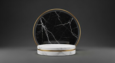 Luxury Product Display Podium with Marble and Gold Elements