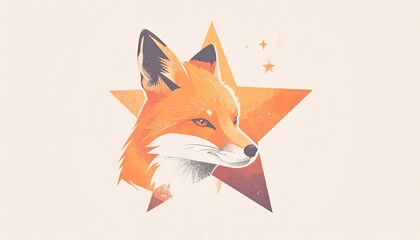 Fox portrait in starburst design