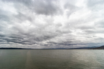 Fototapeta premium Iron Gate reservoir on Danube river between Serbia and Romania