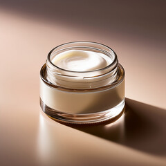 Jar of cream isolated on light background