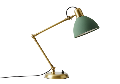 Adjustable brass desk lamp with green shade modern lighting home office decor