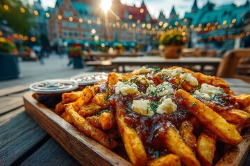 Delicious poutine french fries