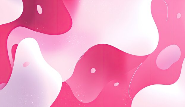 Abstract fluid shapes in pink and white