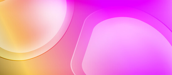 Abstract gradients blend, creating soft curves. Warm yellows transition into vibrant pinks. Smooth shapes suggest fluidity, modern design.