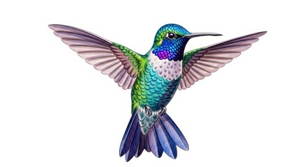 Obraz premium Watercolor Illustration of a Flying Hummingbird
