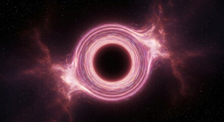 Pink swirling black hole in space