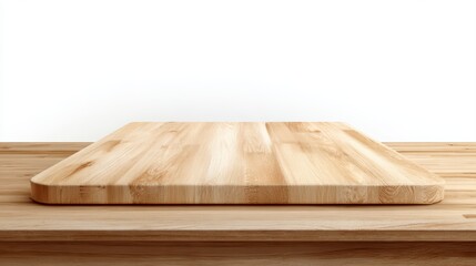 Light Beige Wooden Cutting Board Isolated on Transparent Background Perfect for Clean, Minimalistic Designs, Inspiring a Sense of Tranquility.