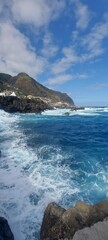 madeira island, sea, water, blue, waves, landscape, travel, adventures, destination, nature, view, rock, cliff, mountain, green, paradise, sunset, dawn, evening, darl, ligth, blue, waves, north