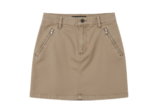 Beige mini skirt with side zip pockets fashion apparel clothing and textile design