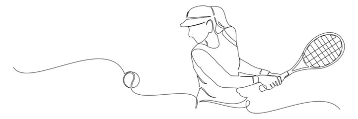 continuous line drawing of a female tennis player vector illustration 4