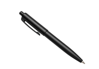 Black ballpoint pen on transparent background