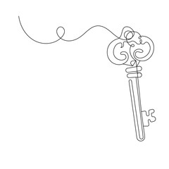 Key  icon   continuous one line drawing of outline vector illustration 