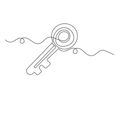 Key  icon   continuous one line drawing of outline vector illustration 