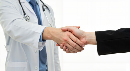 Fototapeta premium Doctor shaking hands with a businessperson in a professional setting 