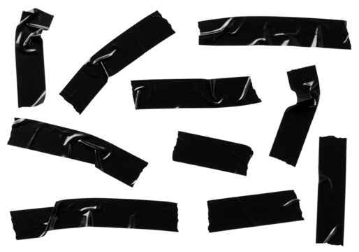 Black tape pieces transparent background